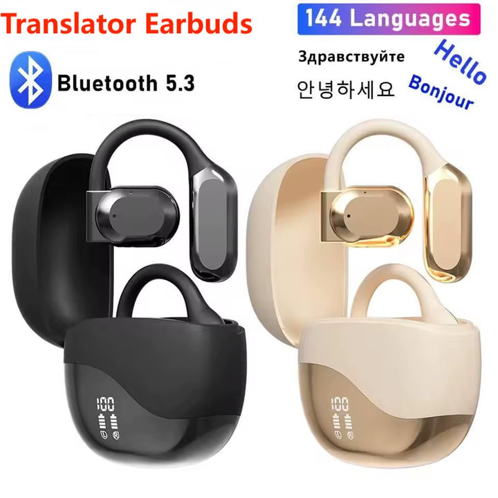 Real Time AI Translator Earbuds Noise Cancelling Bluetooth 5.4 Translator Headset 140 Languages Translation Earphone for Travel