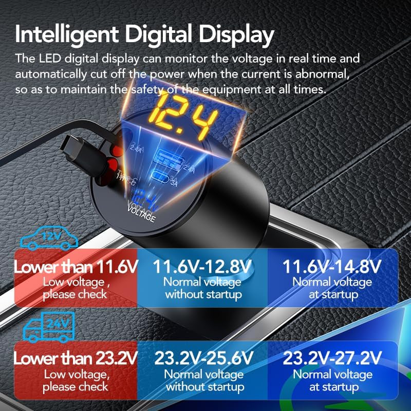 Retractable Car Charger, 4 in 1 Super Fast Car Phone Charger 60W, 2 Retractable Cables and 2 USB Ports Car Charging Adapter,Compatible with Iphone 17/16/15/14/13/12/11,Air-Pods Pro 3,Galaxy,Pixel