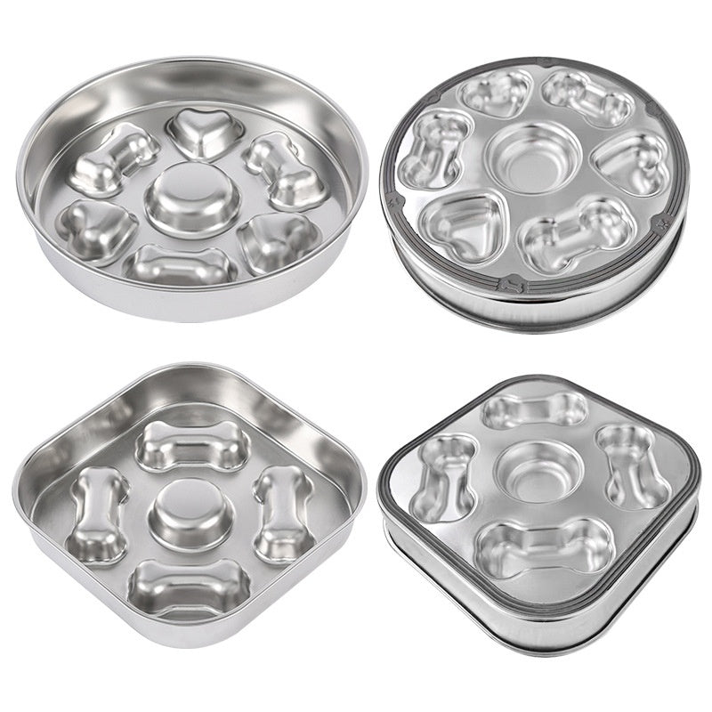 Non-slip Anti-choke 304 Stainless Steel Pet Slow Feeding Bowl