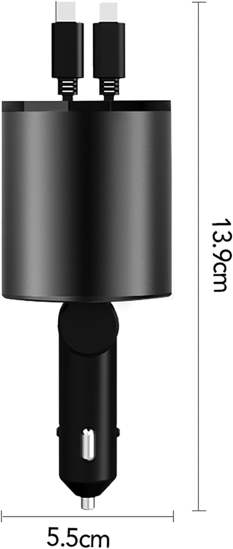 Retractable Car Charger, 4 in 1 Super Fast Car Phone Charger 60W, 2 Retractable Cables and 2 USB Ports Car Charging Adapter,Compatible with Iphone 17/16/15/14/13/12/11,Air-Pods Pro 3,Galaxy,Pixel
