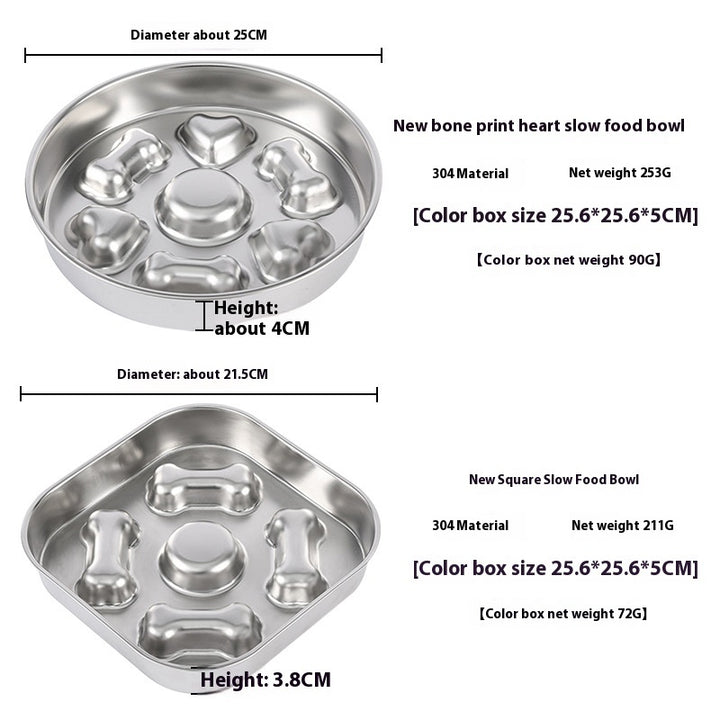 Non-slip Anti-choke 304 Stainless Steel Pet Slow Feeding Bowl